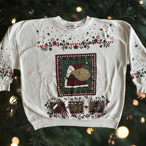 Nutcracker Vintage 80s 90s Christmas Grandma White Sweatshirt Made in USA